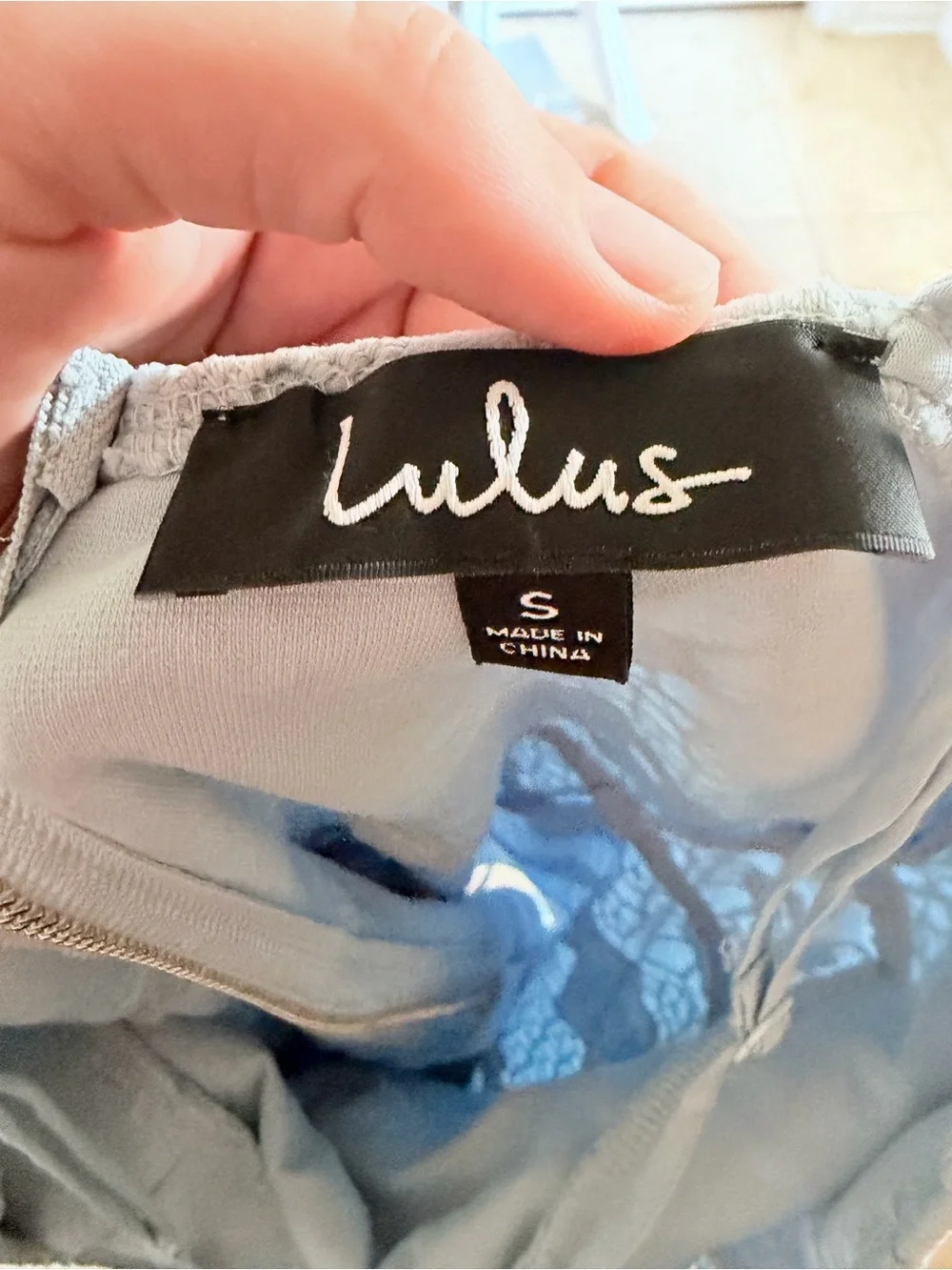 Lulus Sway Away Light Blue Crochet Lace V-Neck Dress Size S